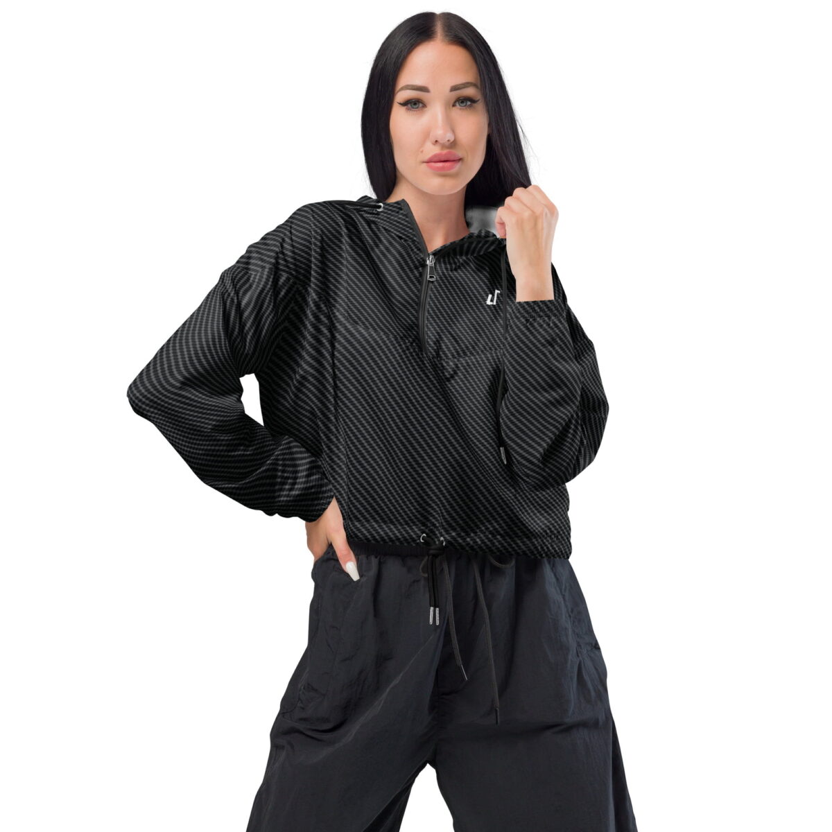 all over print womens cropped windbreaker black front 6348f5617e6d5 damen windbreaker