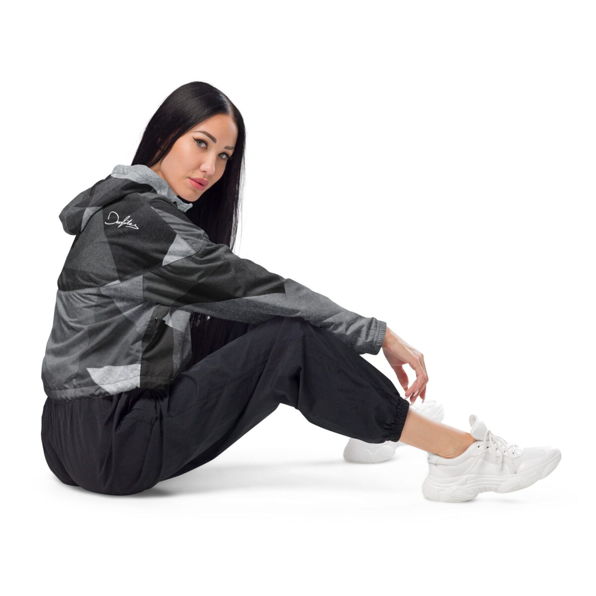 all over print womens cropped windbreaker black right 63538800a1b31 damen windbreaker